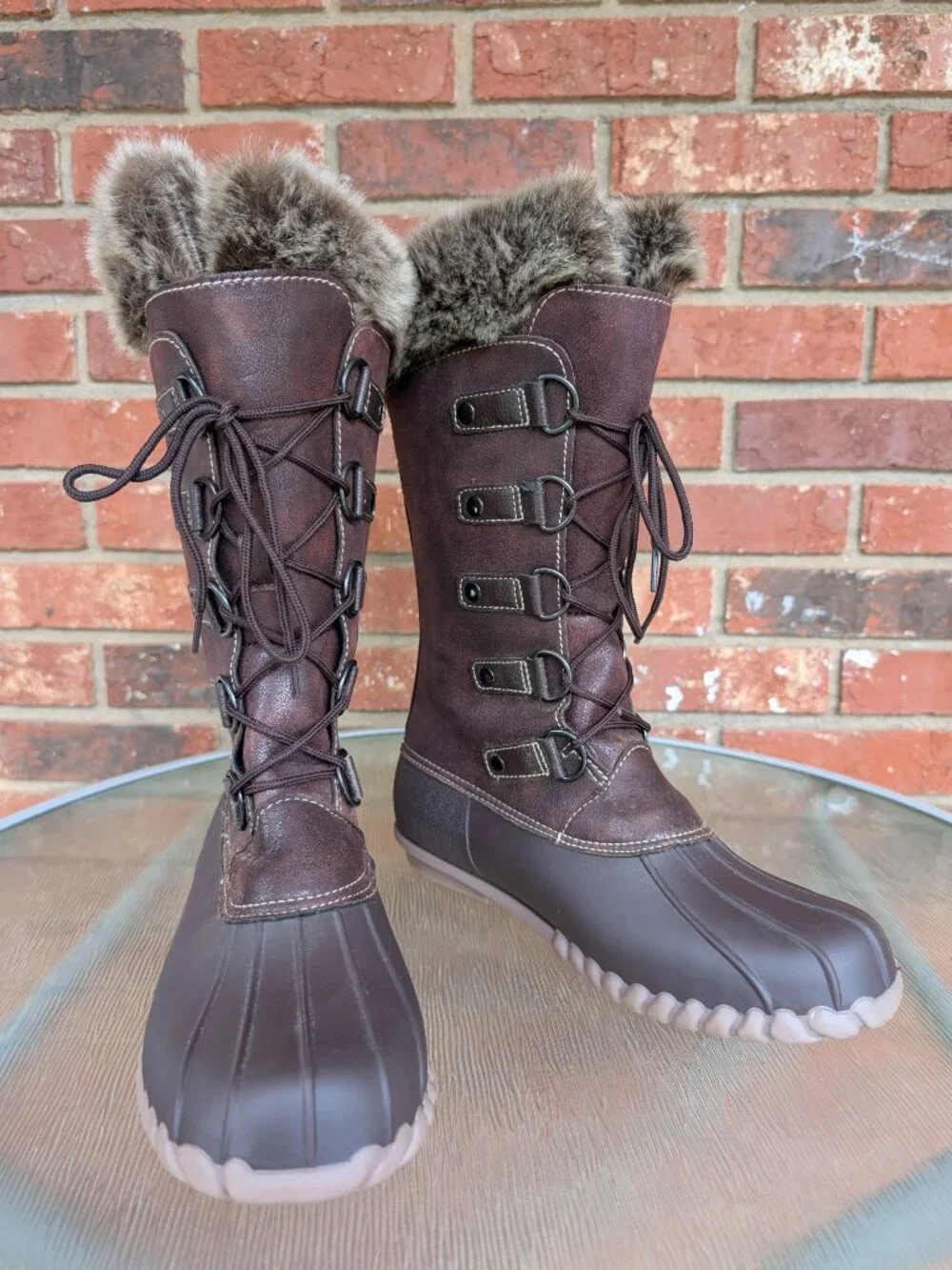 Women's Yuu Fiona Brown Mid Calf Duck Boots Size 10